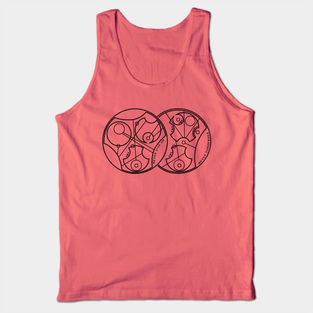 Never Give Up, Never Surrender - Circular Gallifreyan Tank Top by LadyCaro1